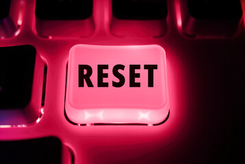 RESET inscription text words on a keyboard key