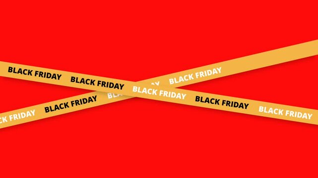 Black Friday Video With Red color Background. Suitable for social networks and product promotion. Animation of ribbons with the word Black Friday.