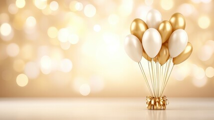 Elegant Gold and White Balloons Celebration