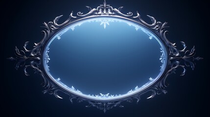 Oval frame with a frosted glass texture and glowing edges.