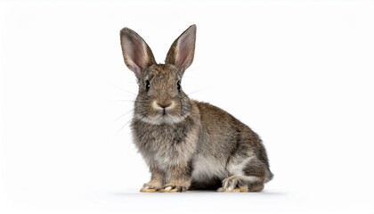 Obraz premium rabbit 4 months old sitting in opposition to white background