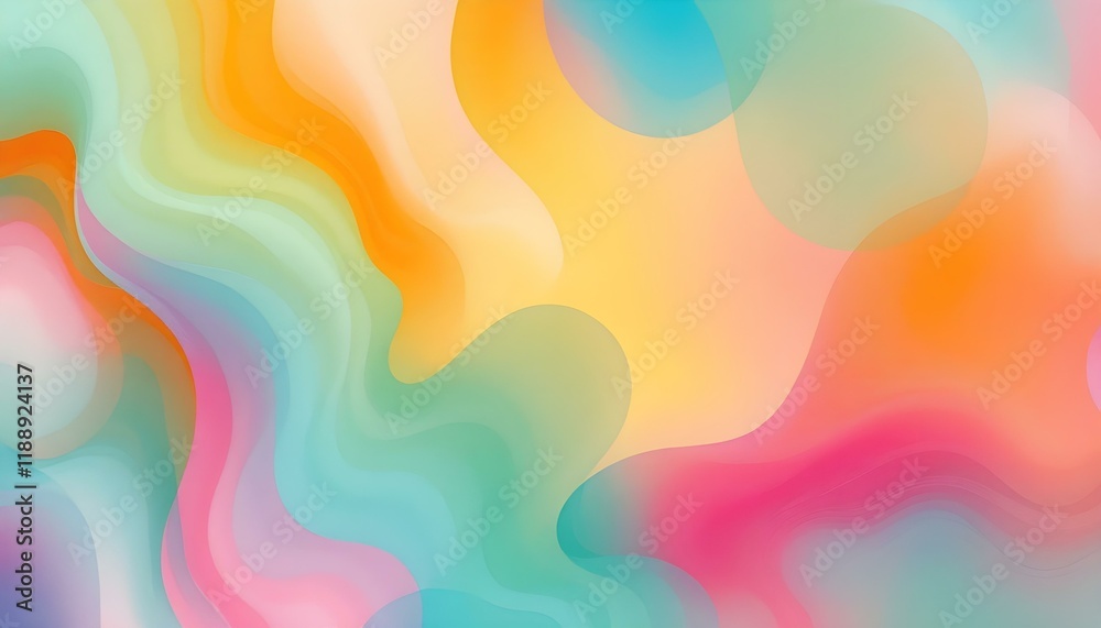Aufkleber Orange teal green pink abstract grainy gradient background noise texture effect summer poster design. Hyber realistic photo of retro grainy gradient wave pattern background