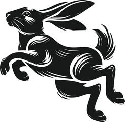 Stylish Black Silhouette of a Leaping Hare