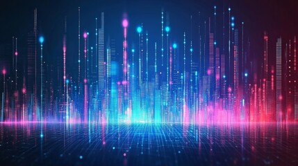 Blue tech finance background abstract pixel element network. Abstract business tech science background