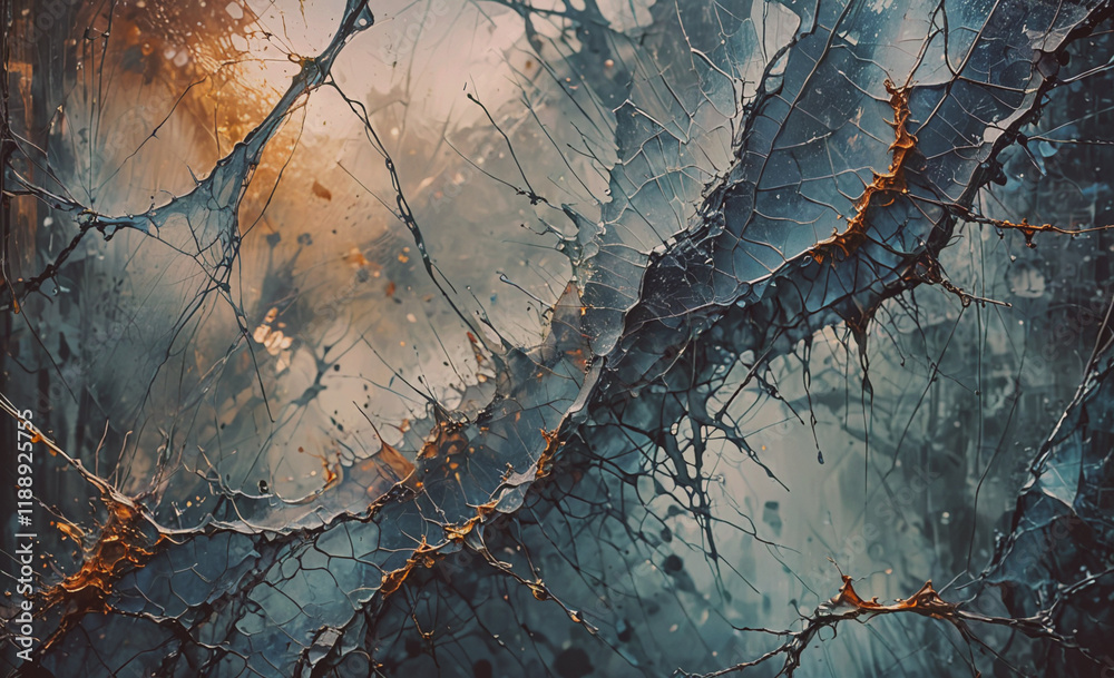 Poster Painting of a tree with branches that are splattered with paint. The branches are twisted and tangled, and the paint appears to be dripping down the tree