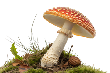  poisonous mushroom fungus agaric plant isolated on white background PNG.AI GENERATED