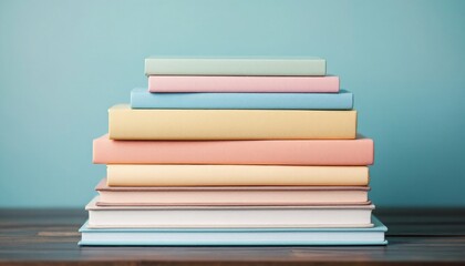 Stack of Colorful Books on a Wooden Surface
