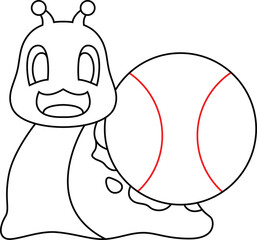 Snail Baseball Baseball bat Animal Vector Graphic Art Illustration