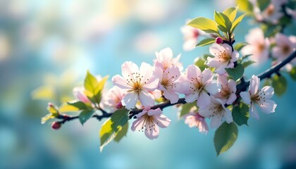 Obraz premium Backdrop photo of a tree branch flower photo overlays summer spring painted overlays photo art. Photo art featuring tree branch flowers creative background. Artistic tree branch with delicate flowers