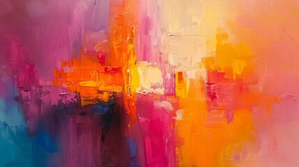 Obraz premium Abstract painting with bright colours and dynamic brush strokes, ideal for interior design, book and album covers, as well as website and presentation design.