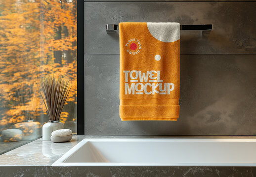 Premium Towel Mockup - Professional and Realistic Design Generated with AI