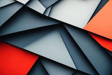 Obraz premium Abstract Geometric Design with Gray Red and White Triangles