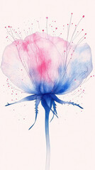 Obraz premium Delicate watercolor flower with pink and blue hues, evoking tranquility