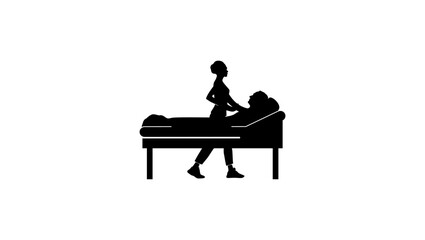 Caregiver nursing home, black isolated silhouette