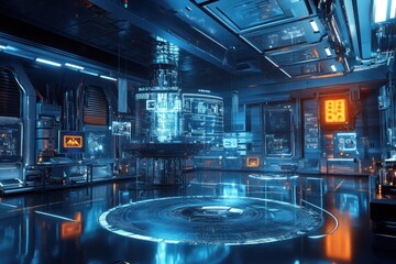 Futuristic Control Room Digital Interface Technology
