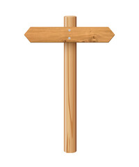 3d wooden signboard vector illustration. Realistic wood sign post. Blank arrow with wood texture, plywood road pointer. City guidance.