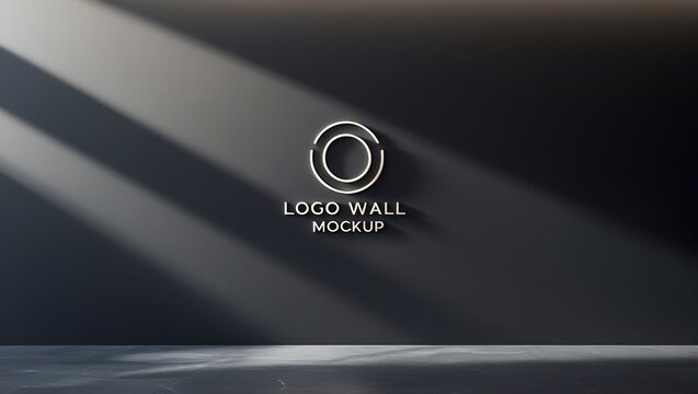 black wall for logo mockup with light