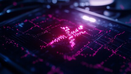 Fototapeta premium A Futuristic health technology interface with vibrant pink data visualization