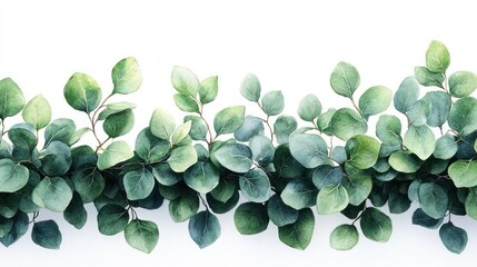 Watercolor Eucalyptus Greenery Border Illustration
