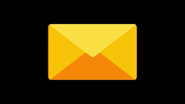 Yellow Message Icon Animation Featuring SMS, Mail, Email, and Gmail, Displayed on a Clean black  Background for Communication Themes.