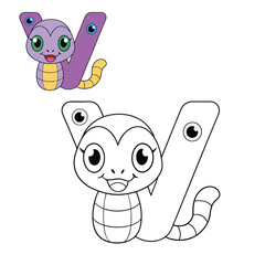 A fun coloring page featuring the letter 