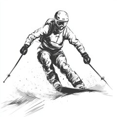Obraz premium Happy skier skiing in winter.