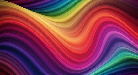 Obraz premium Rainbow Waves: Abstract vibrant rainbow colored waves flowing smoothly. A mesmerizing and dynamic image perfect for design projects needing a burst of color and energy.
