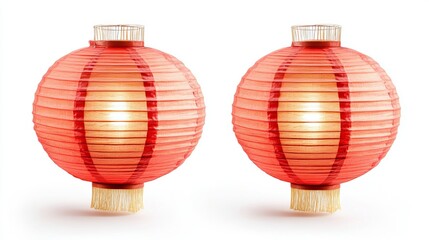 Fototapeta premium Chinese paper lanterns isolated on white background with clipping path