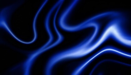 Elegant Abstract Blue Light Waves on Black Background - Perfect for Wallpapers and Design Projects, Neon Effect