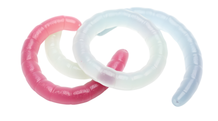 Gummy Candy Worms in Various Colors isolated on white