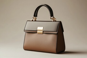 Elegant Two Tone Leather Handbag Stylish Design