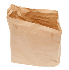 A brown paper bag is open and empty