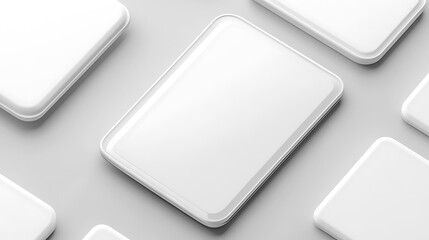 White Rectangular Boxes Arranged On A Grey Surface