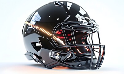 Obraz premium Black football helmet with orange lights.