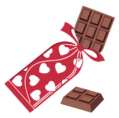 Heart-shaped valentines day decoration chocolate bar 3d rendering icon sign silhouette vector illustration isolatedon transparent background 