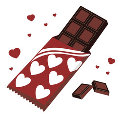 Heart-shaped valentines day decoration chocolate bar 3d rendering icon sign silhouette vector illustration isolatedon transparent background 