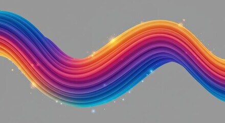 Rainbow Wave Abstract: Vibrant, multicolored stripes flow in a dynamic wave pattern, creating an abstract design full of energy and movement.