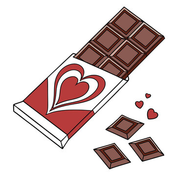 chocolate bar with hearts, red and white clip art preview
