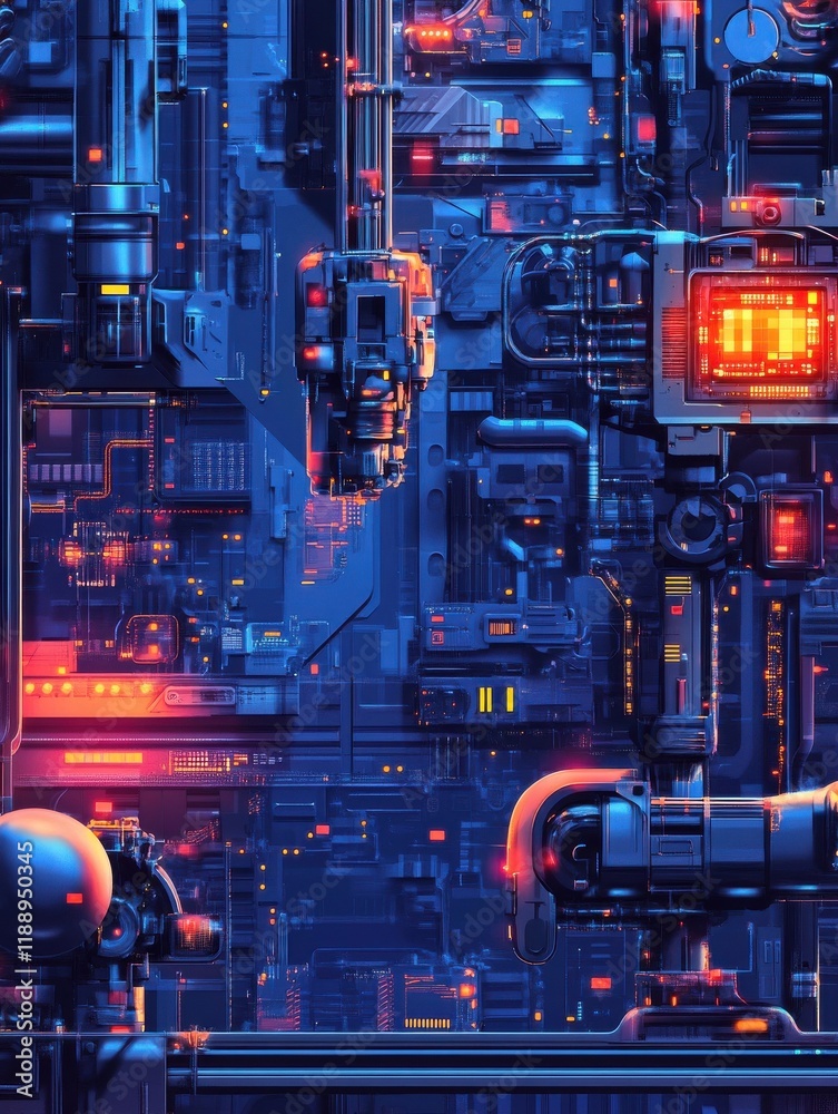 Poster computer science abstract concept vector illustration set. cloud robotics technology, robotic proces