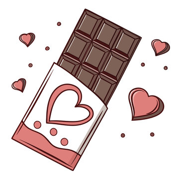chocolate bar with hearts, pink and brown clip art preview