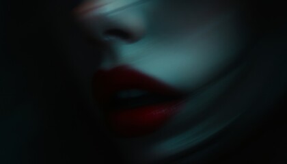 Fototapeta premium Closeup Red Lipstick Sensual Woman Mouth Beauty Shot