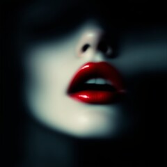 Obraz premium Sensual Woman Red Lips Makeup Beauty Closeup Shot
