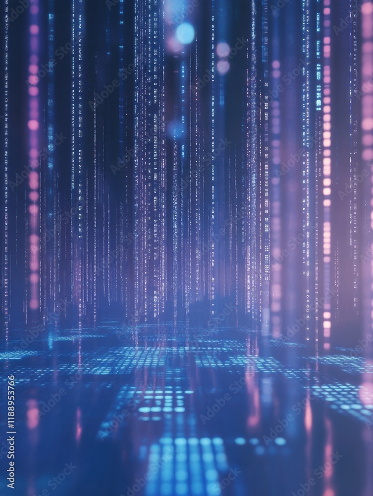 Poster abstract creative business charts and binary code on blue background. system engineering and digital