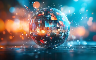 Obraz premium Creative collage of photos forming a perfect sphere, dynamic and colorful photography design