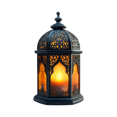 Lantern with Mini Ramadan Calendar Compartments and Candle Isolated on Transparent Background © png goldenfield