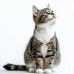 cat is cute sitting in white background 