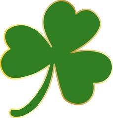 St Patrick's Day Shamrock Clover Leaf Green and Golden Flat Illustration Print