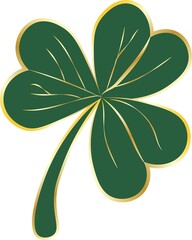 St Patrick's Day Shamrock Clover Leaf Dark Green and Golden Irish Symbol