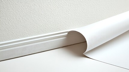 White flooring installation near white baseboard