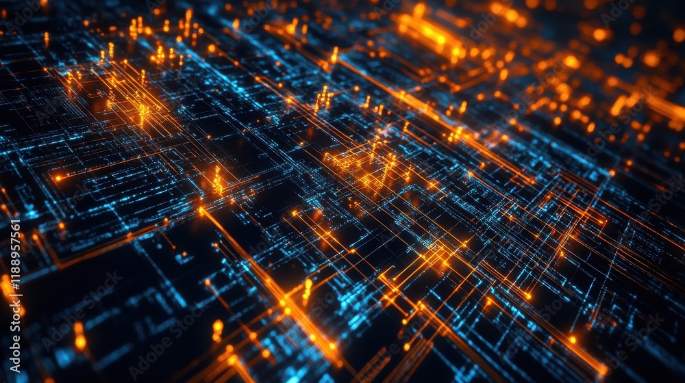 Poster circuit ai brain on digital connection background. artificial intelligence and innovate concept. 3d 